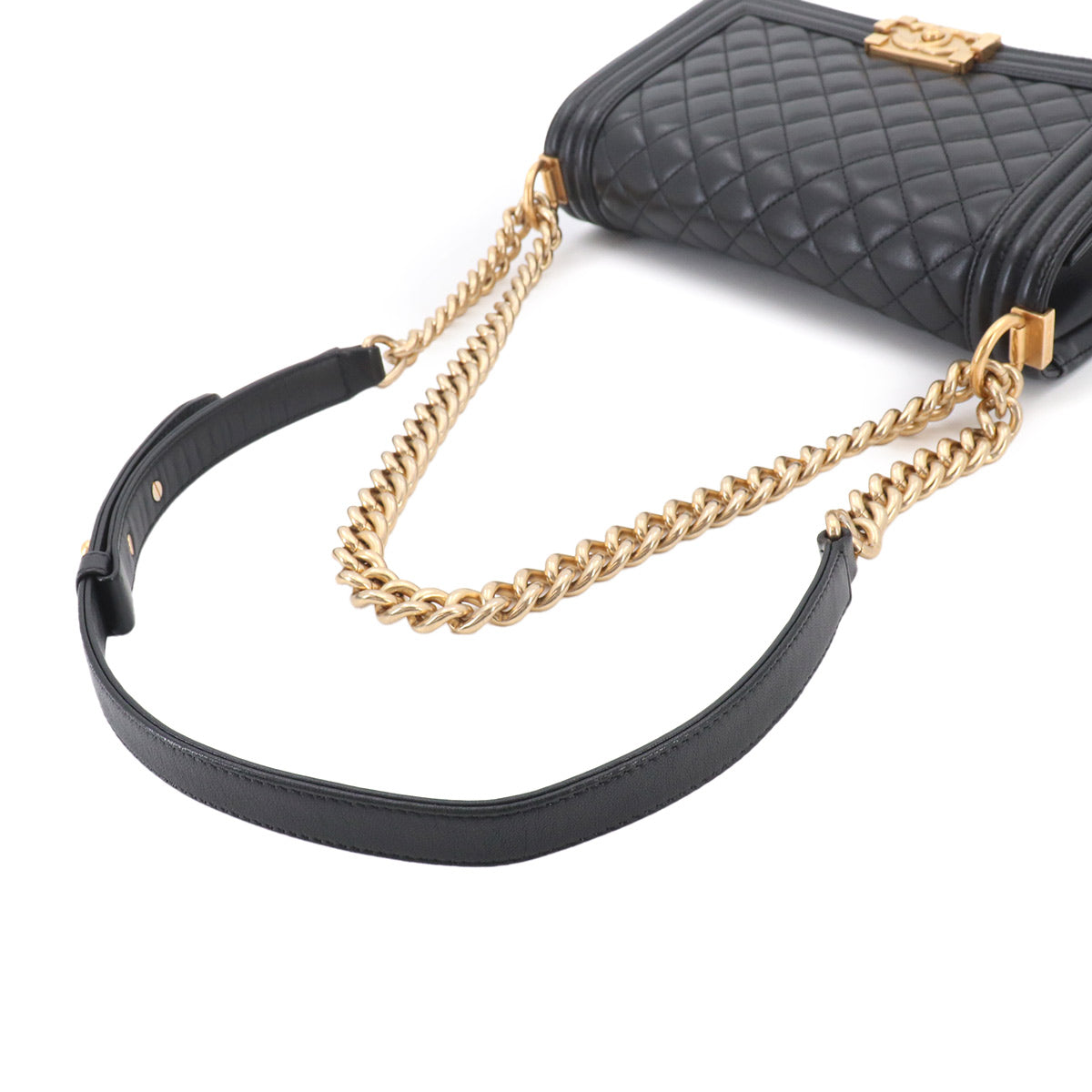 BOY CHANEL Chain Shoulder Bag Leather Black A67086 Purse