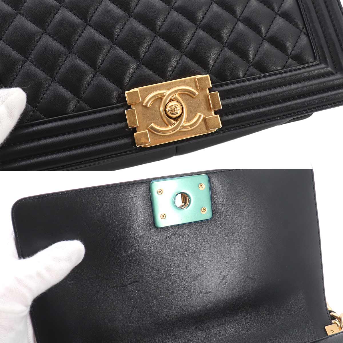 BOY CHANEL Chain Shoulder Bag Leather Black A67086 Purse
