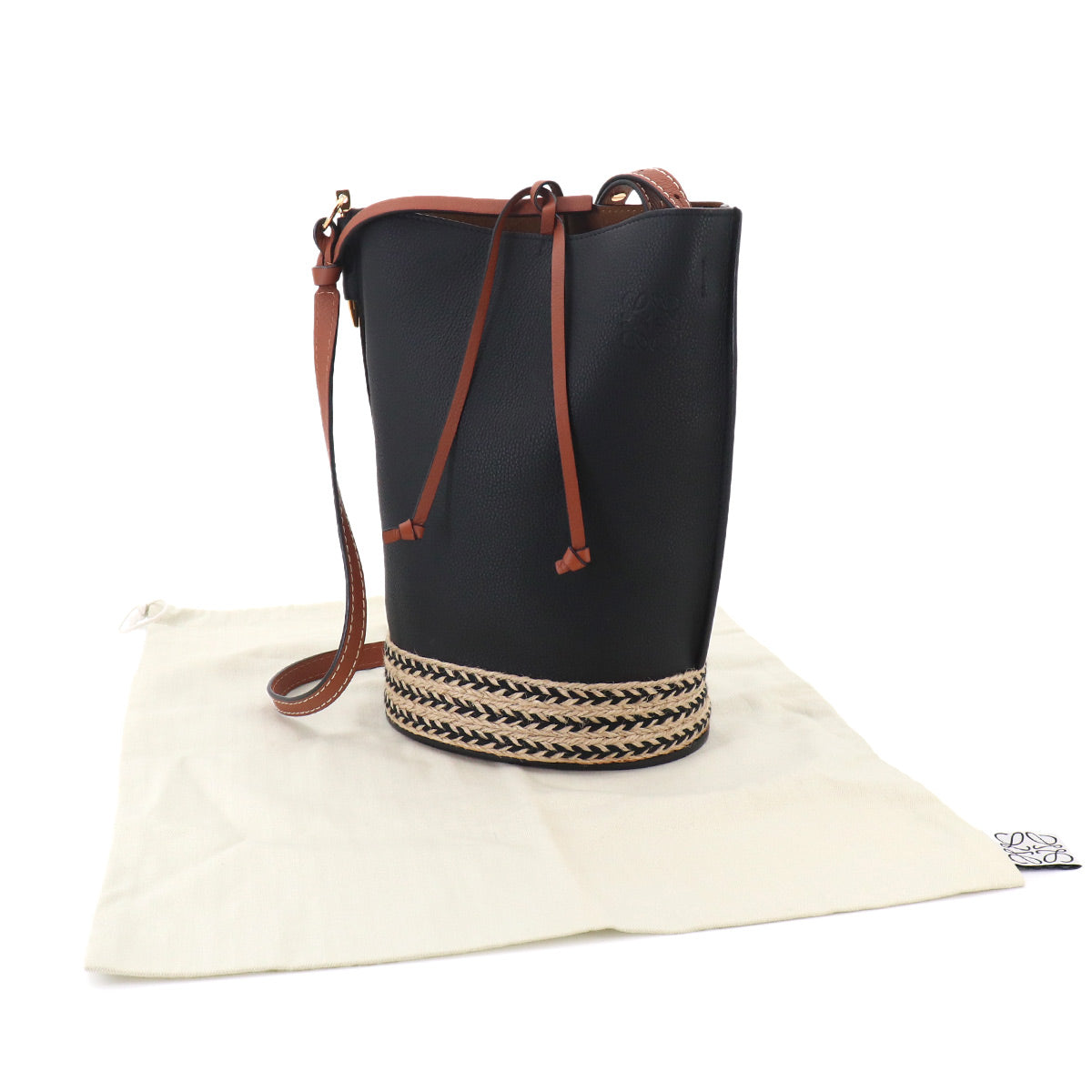 Gate Bucket Shoulder Bag Leather Black Brown Purse