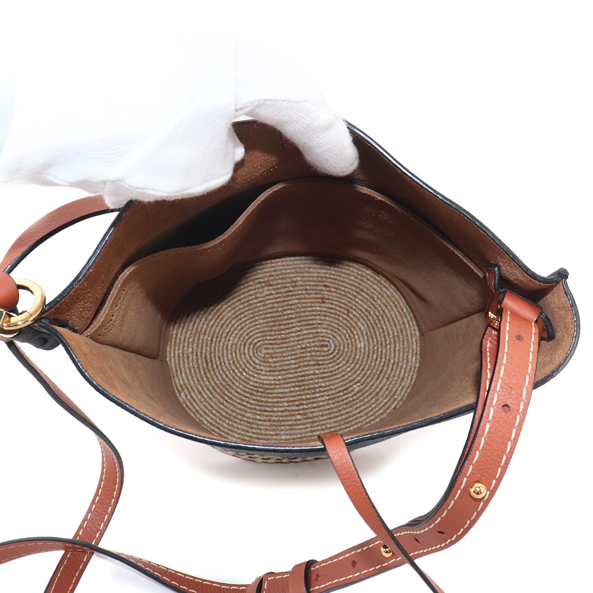 Gate Bucket Shoulder Bag Leather Black Brown Purse