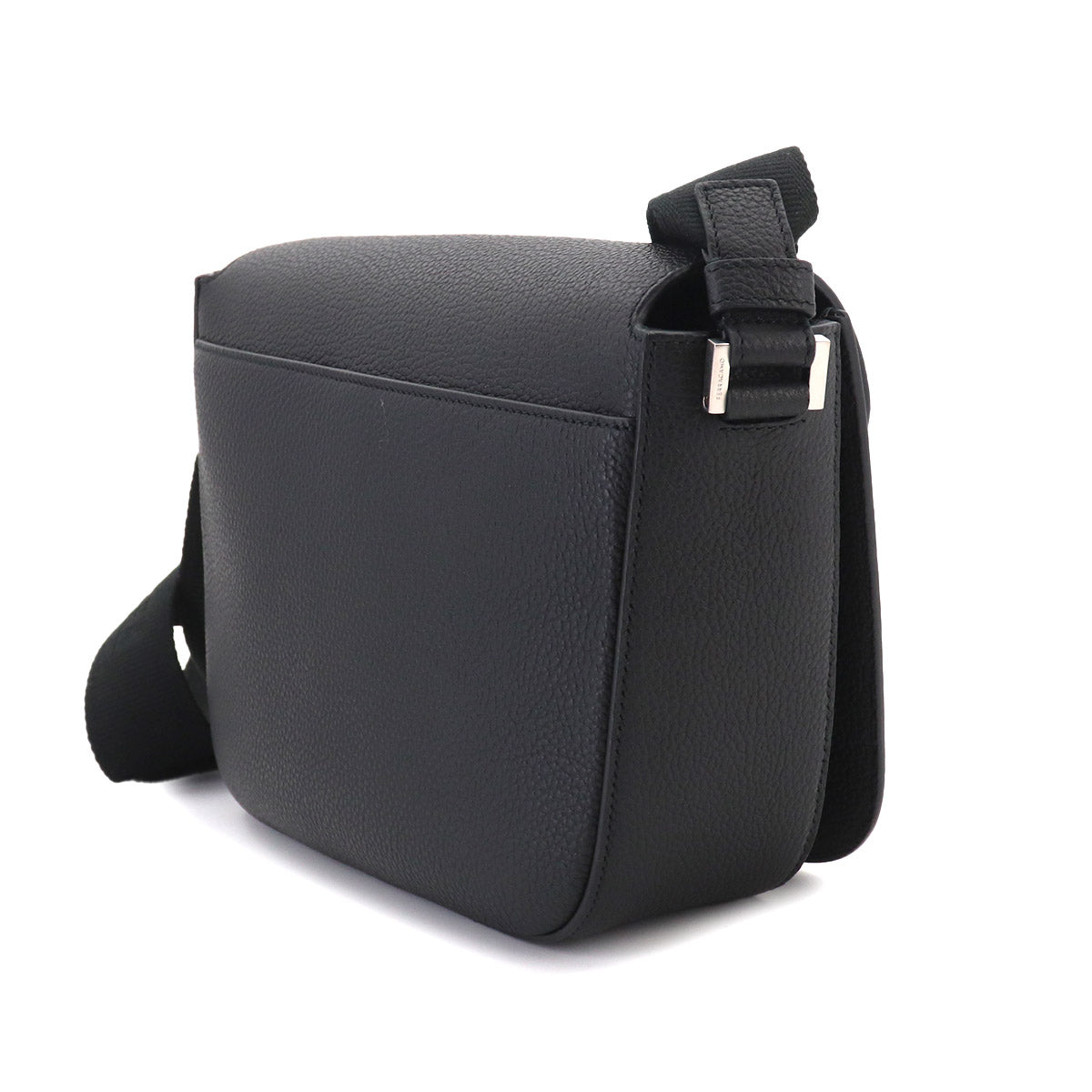Messenger Shoulder Bag Leather Black Purse