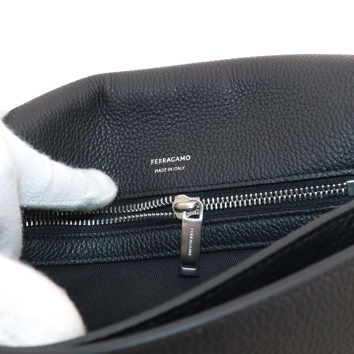 Messenger Shoulder Bag Leather Black Purse