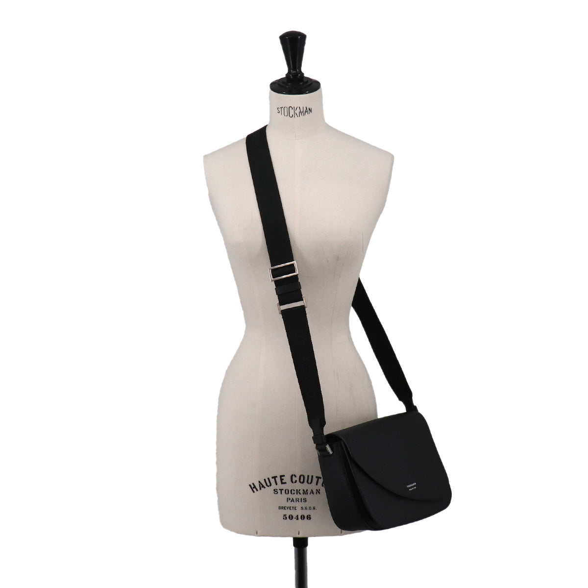 Messenger Shoulder Bag Leather Black Purse