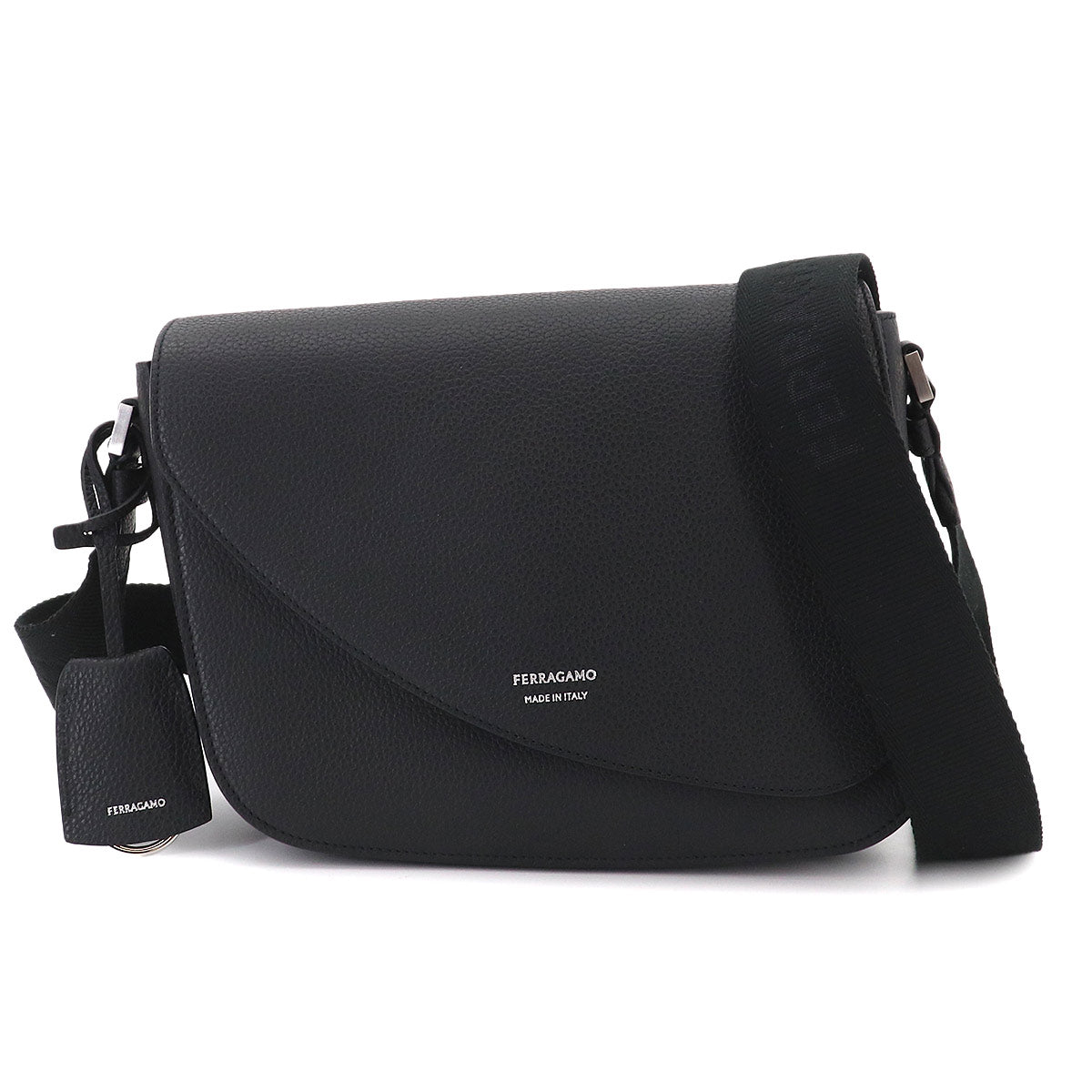 Messenger Shoulder Bag Leather Black Purse