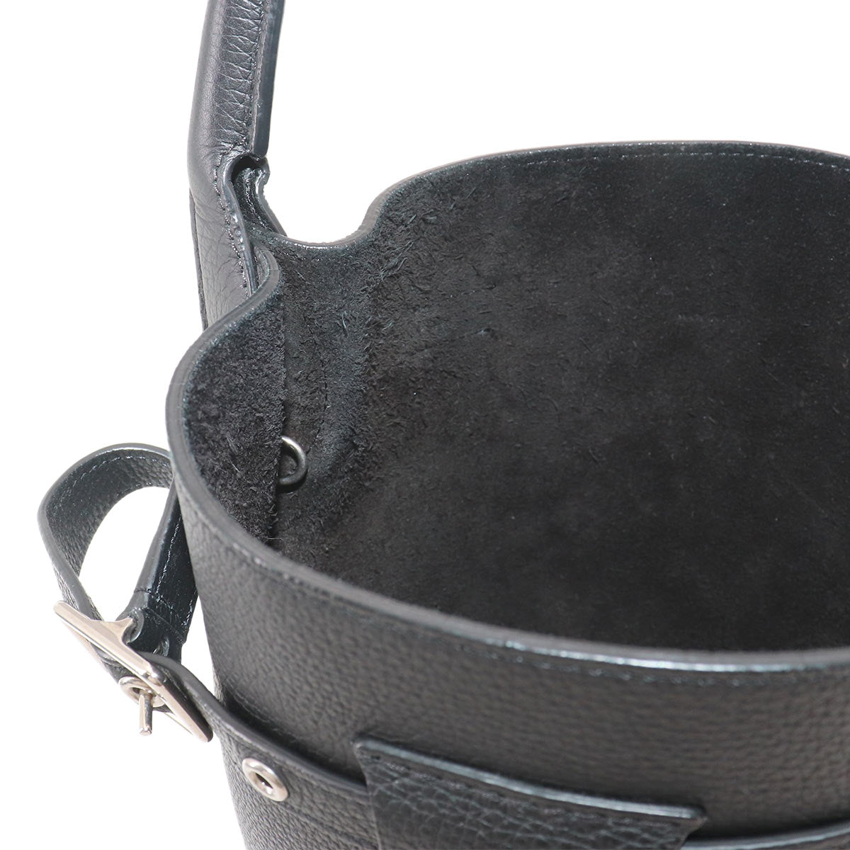 Big Bag Nano Bucket Hand Shoulder Bag Leather Black 187243