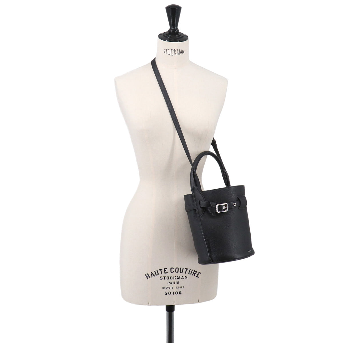 Big Bag Nano Bucket Hand Shoulder Bag Leather Black 187243