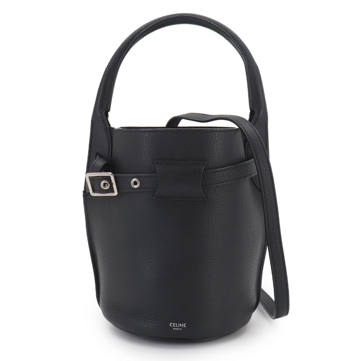 Big Bag Nano Bucket Hand Shoulder Bag Leather Black 187243