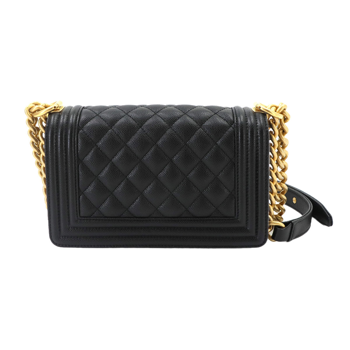 BOY CHANEL Small Chain Shoulder Bag Leather Black A67085