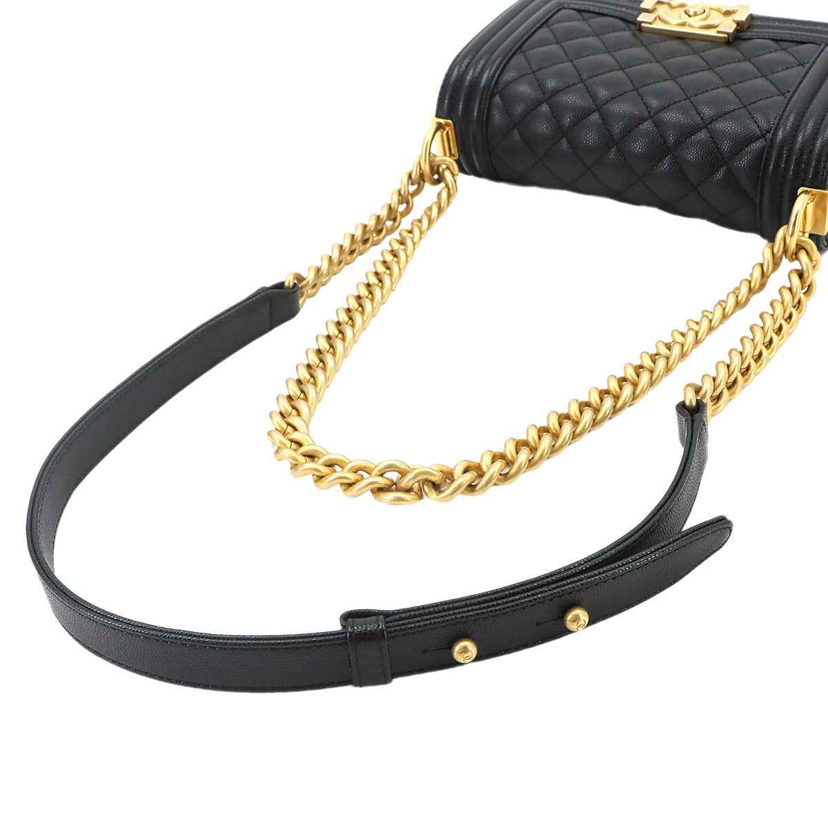 BOY CHANEL Small Chain Shoulder Bag Leather Black A67085
