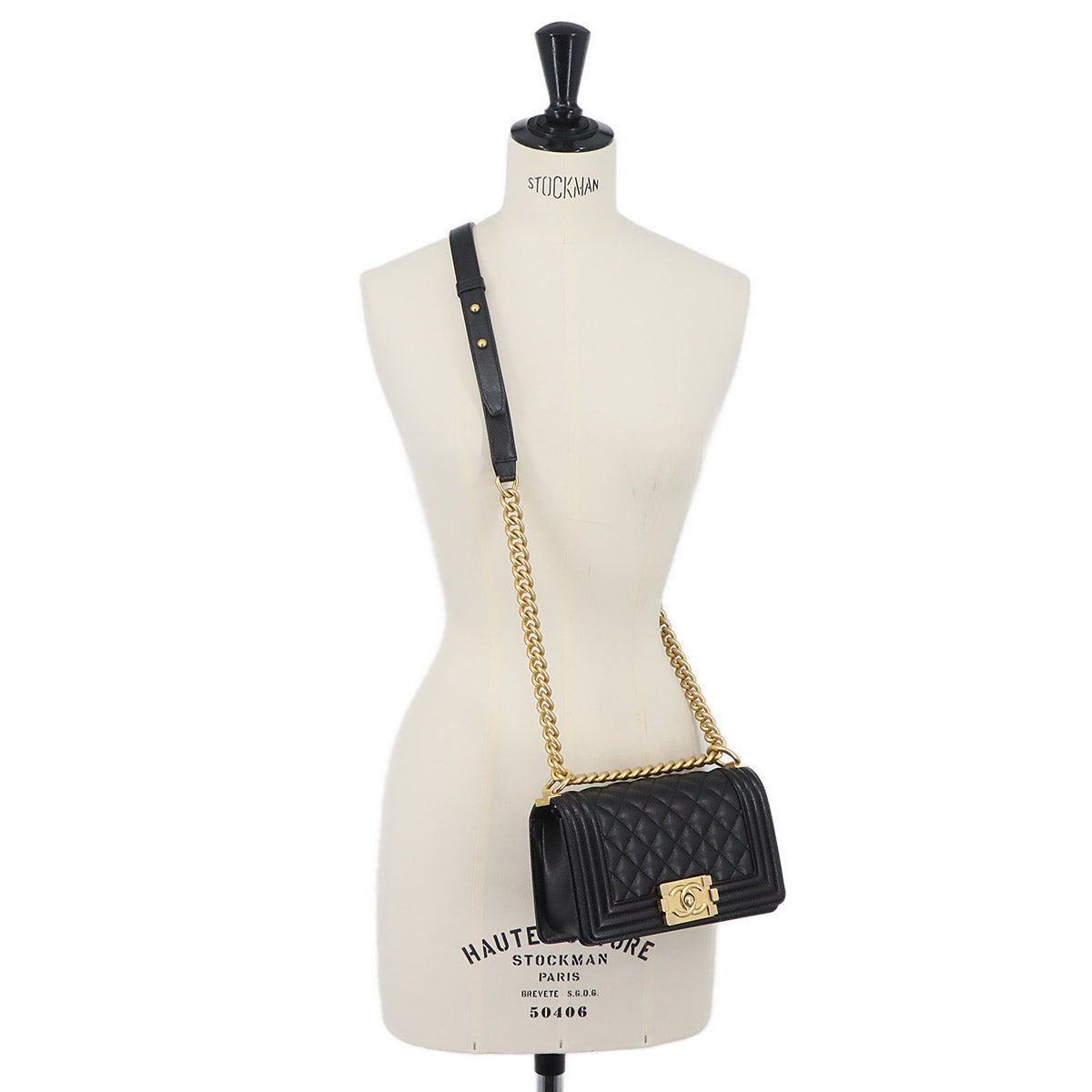 BOY CHANEL Small Chain Shoulder Bag Leather Black A67085