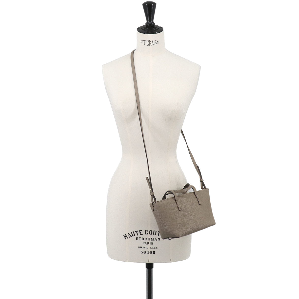 Roll Mini Hand Shoulder Bag Leather Beige BS096