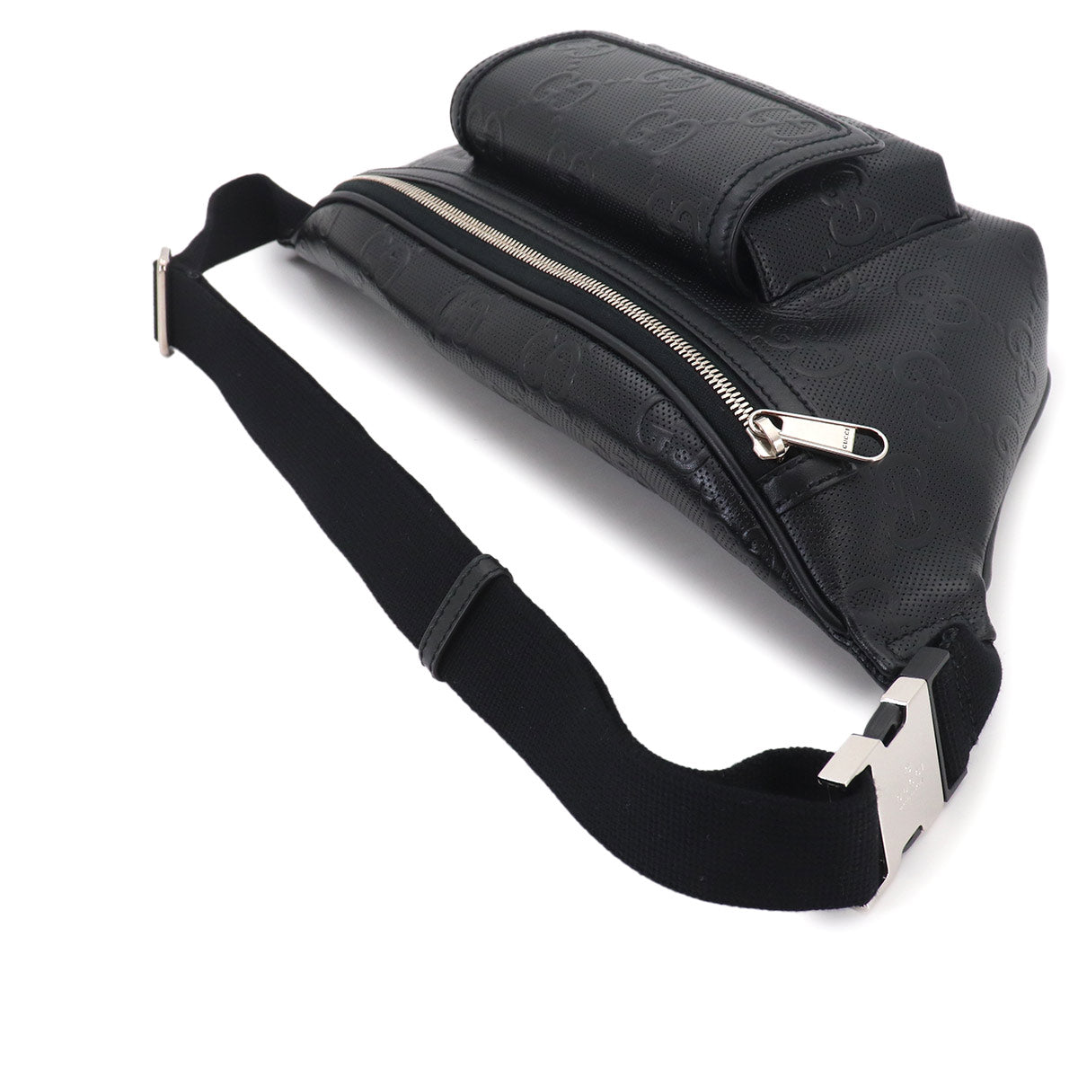 GG Embossed Belt Bag Crossbody Bag Leather Black 645093