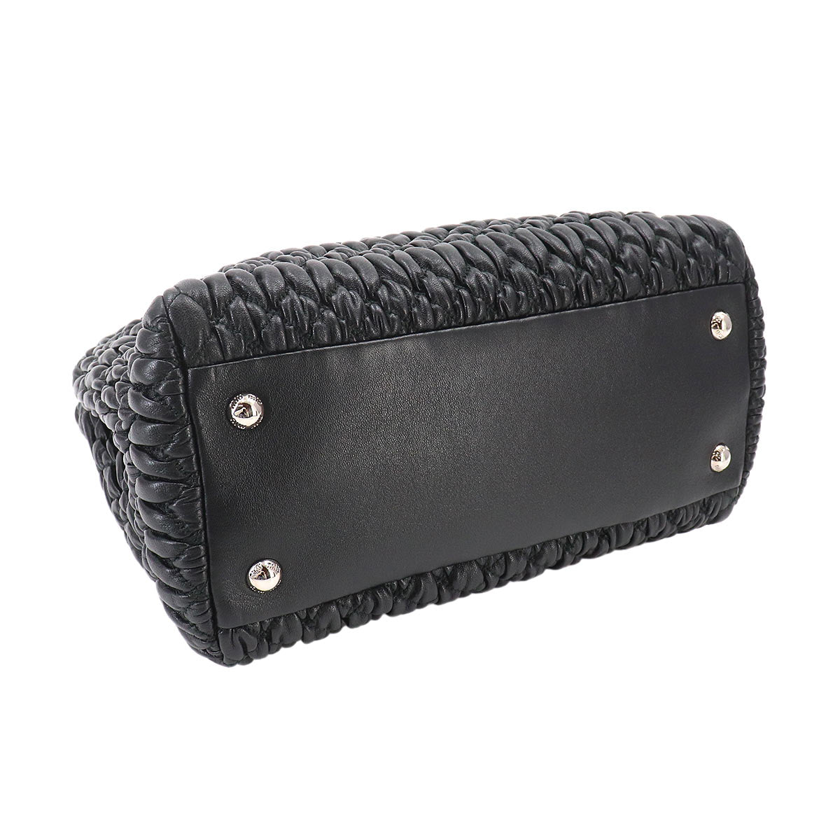 MIUMIU Matelasse Hand Chain Shoulder Bag Leather Black 5BA067