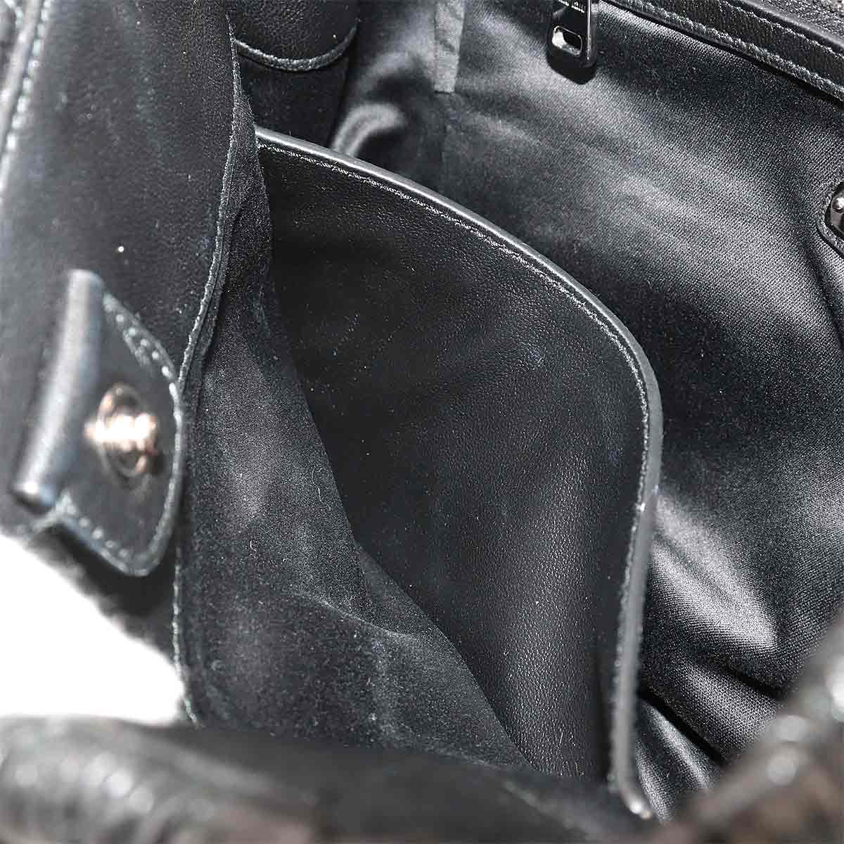 MIUMIU Matelasse Hand Chain Shoulder Bag Leather Black 5BA067