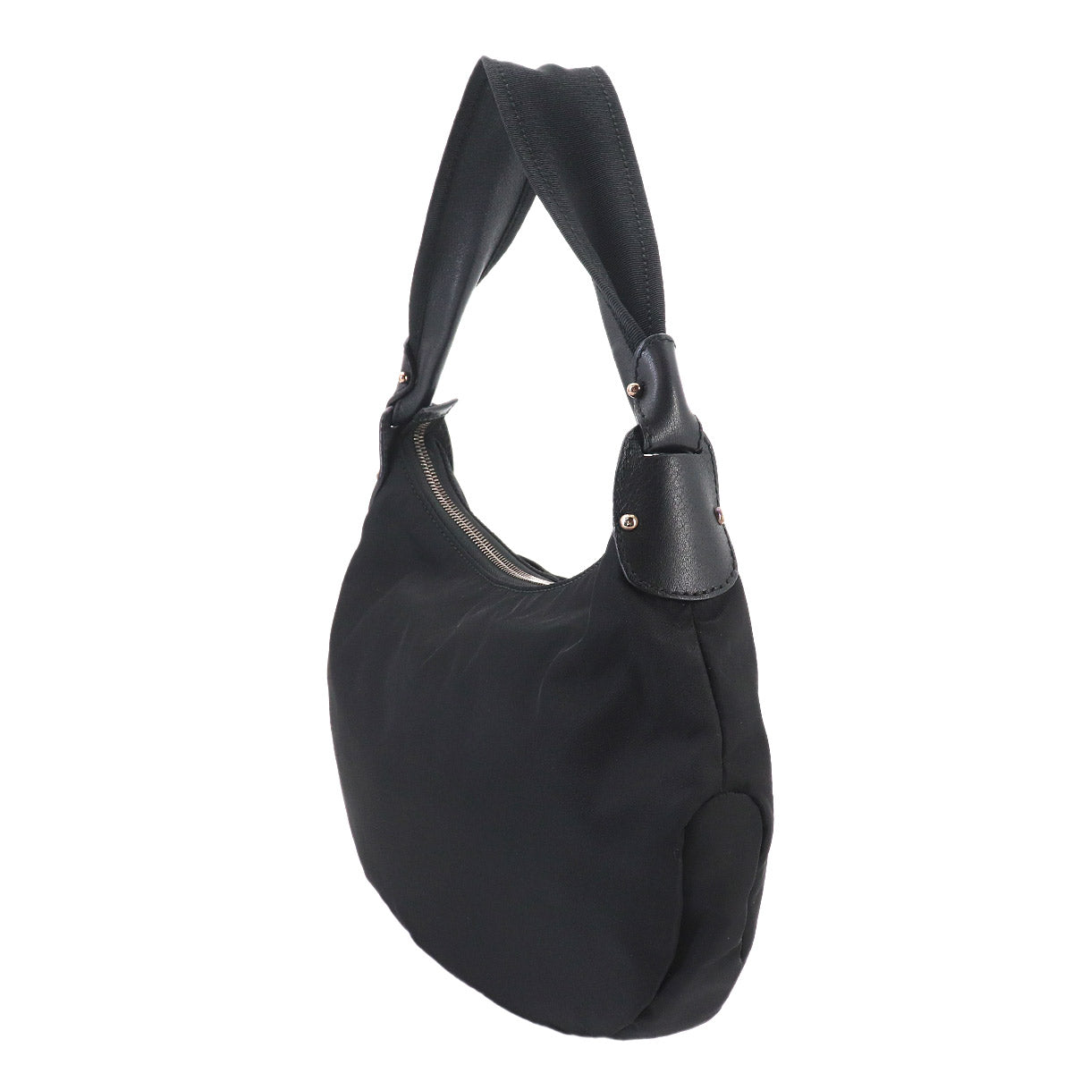 Vara rribbon One Shoulder Bag Nylon Leather Black