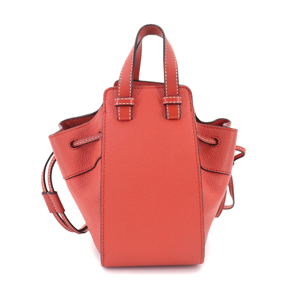 Hammock Drawstring Mini Hand Shoulder Bag Leather Red