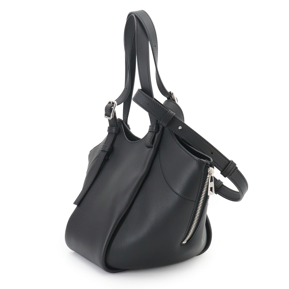Hammock Flip Hand Shoulder Bag Leather Black A538HHBX07