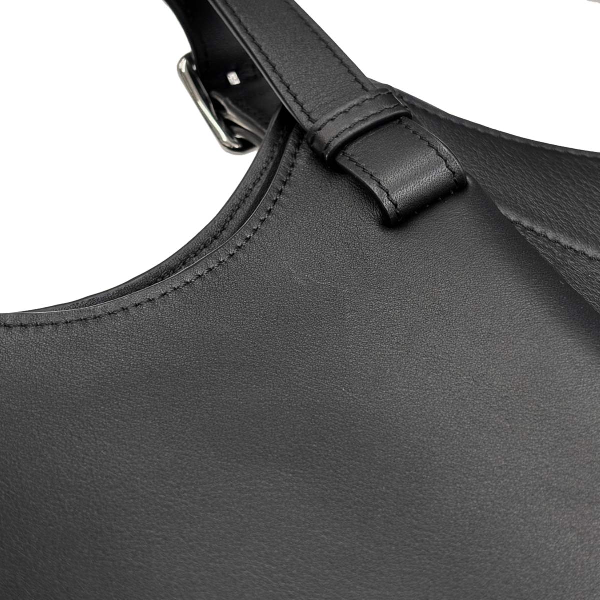 Hammock Flip Hand Shoulder Bag Leather Black A538HHBX07
