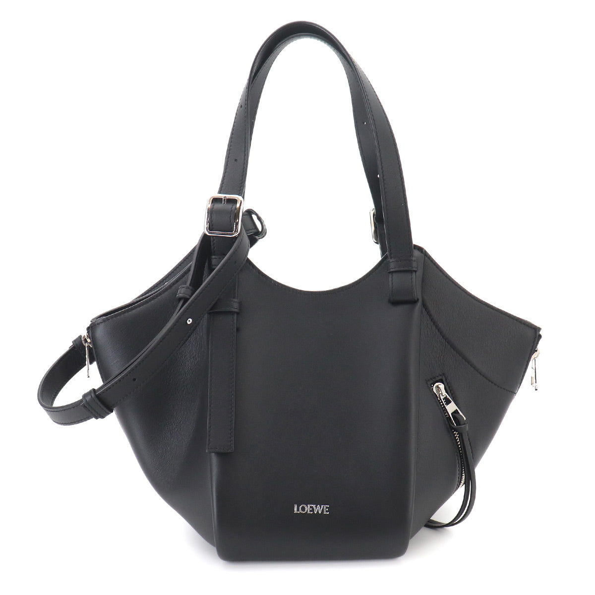 Hammock Flip Hand Shoulder Bag Leather Black A538HHBX07