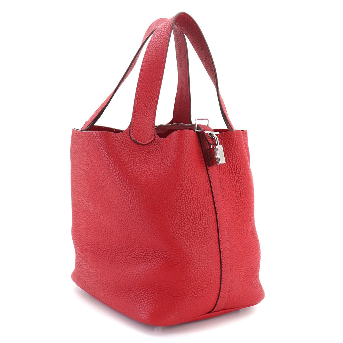 Picotin Lock MM Hand Bag Taurillon Clemence Rouge Piment