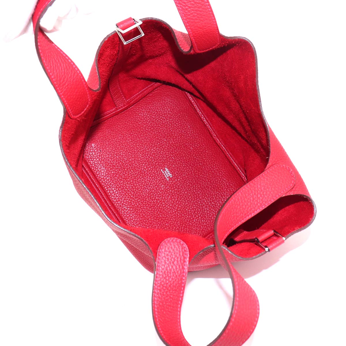 Picotin Lock MM Hand Bag Taurillon Clemence Rouge Piment