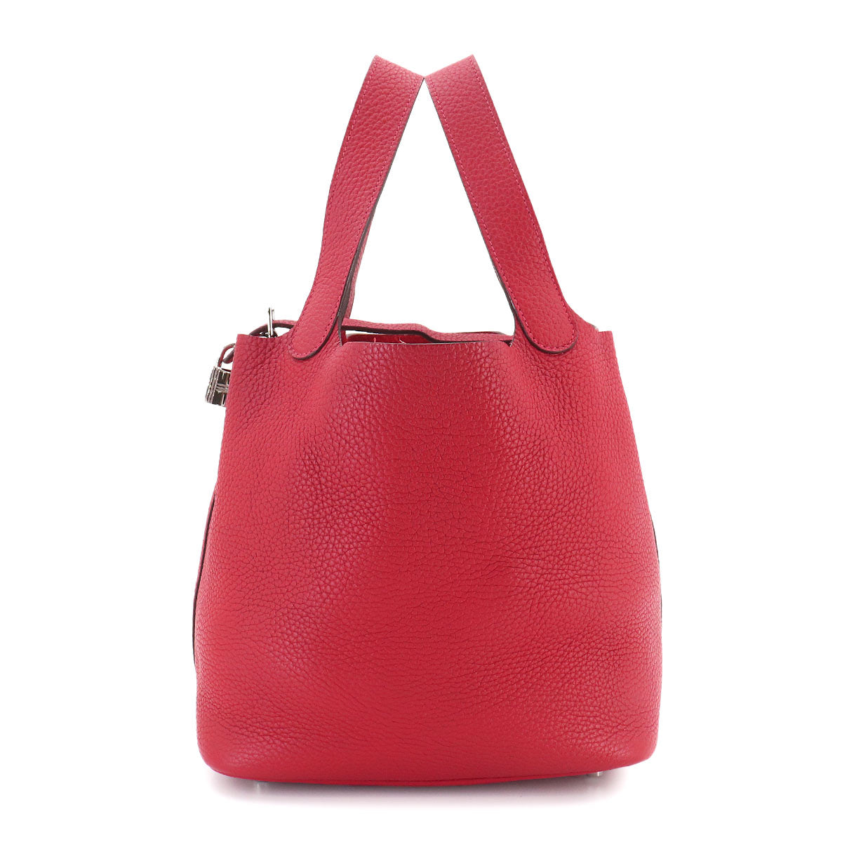 Picotin Lock MM Hand Bag Taurillon Clemence Rouge Piment
