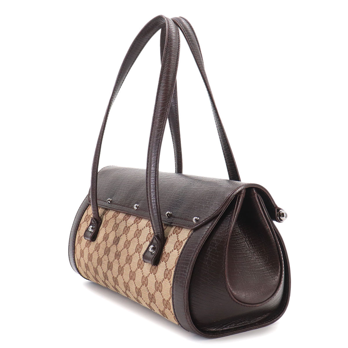 Bamboo Hand Bag GG Canvas Leather Brown Beige 11713 Purse