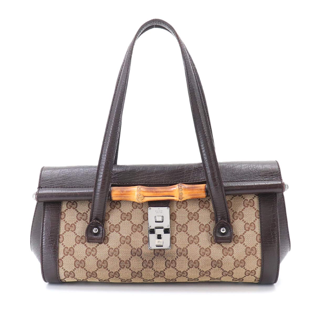 Bamboo Hand Bag GG Canvas Leather Brown Beige 11713 Purse