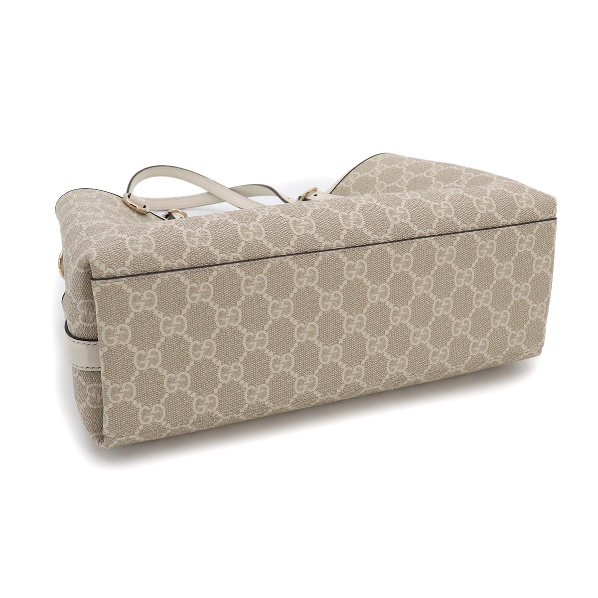 GG Emblem Medium Tote Shoulder Bag PVC Leather Beige 815214