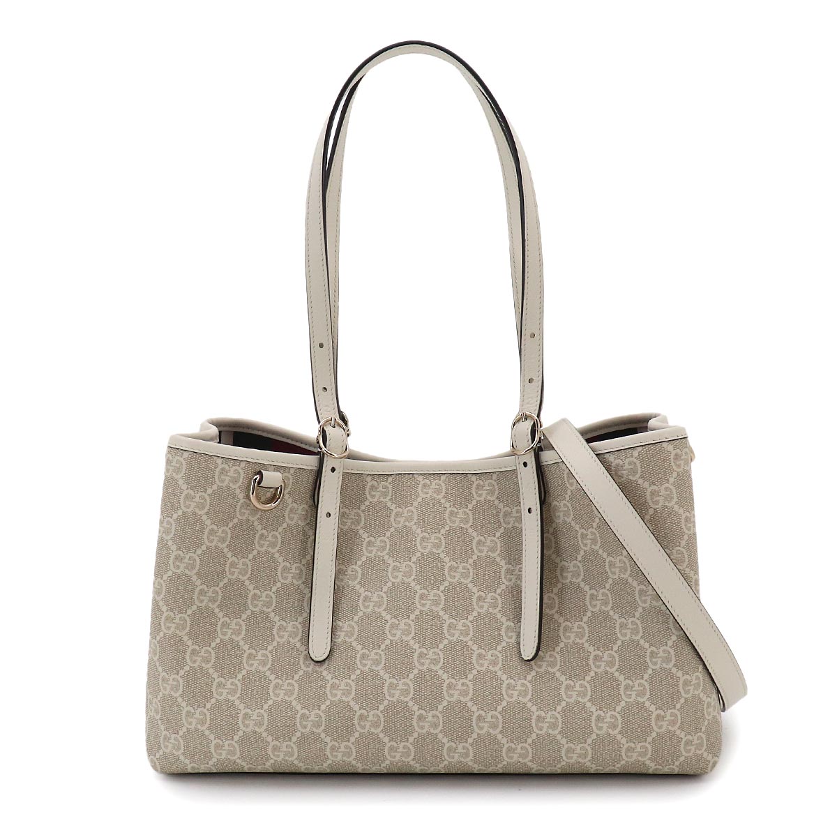GG Emblem Medium Tote Shoulder Bag PVC Leather Beige 815214