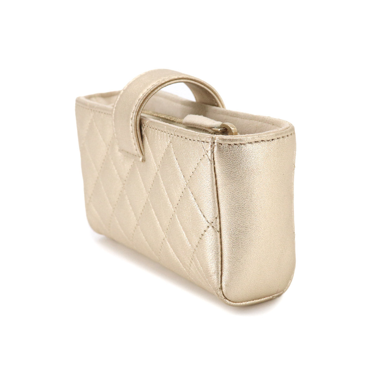 Matelasse Pouch Leather Gold Purse