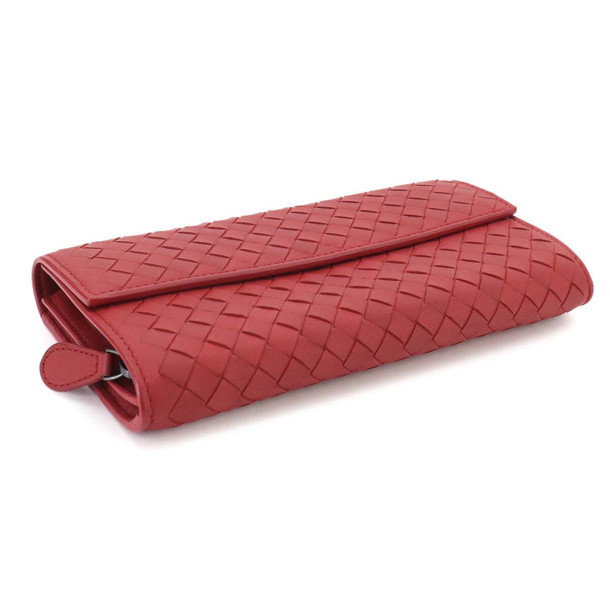 Intrecciato Long Wallet Leather Red Purse