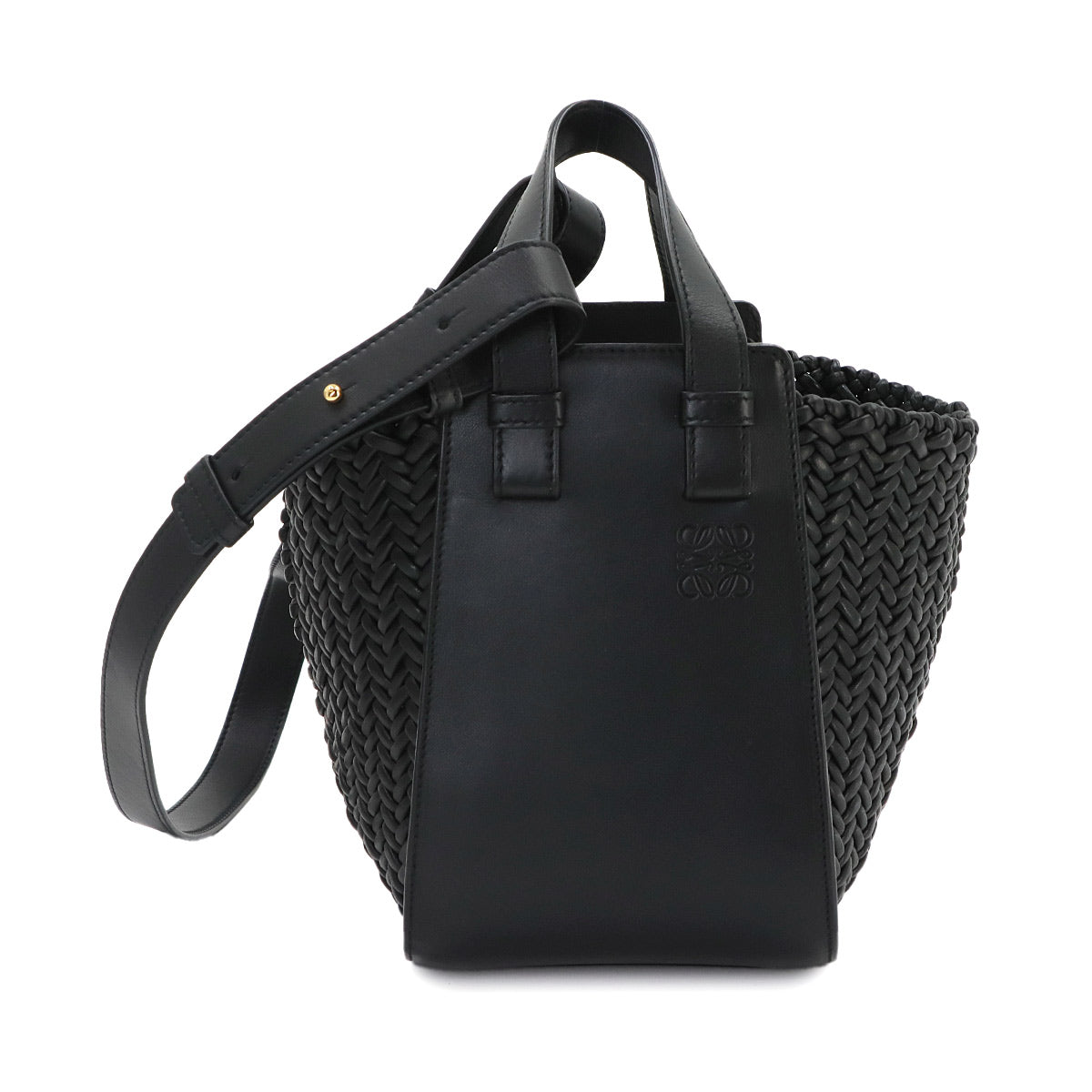 Hammock Compact 2way Hand Shoulder Bag Leather Black