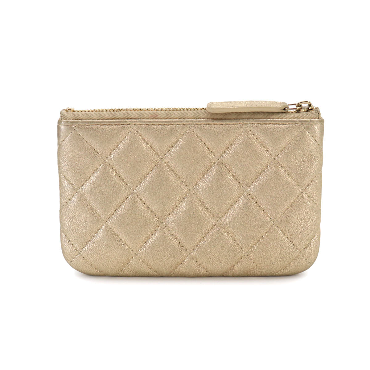 Matelasse Pouch Leather Gold A82365 Purse
