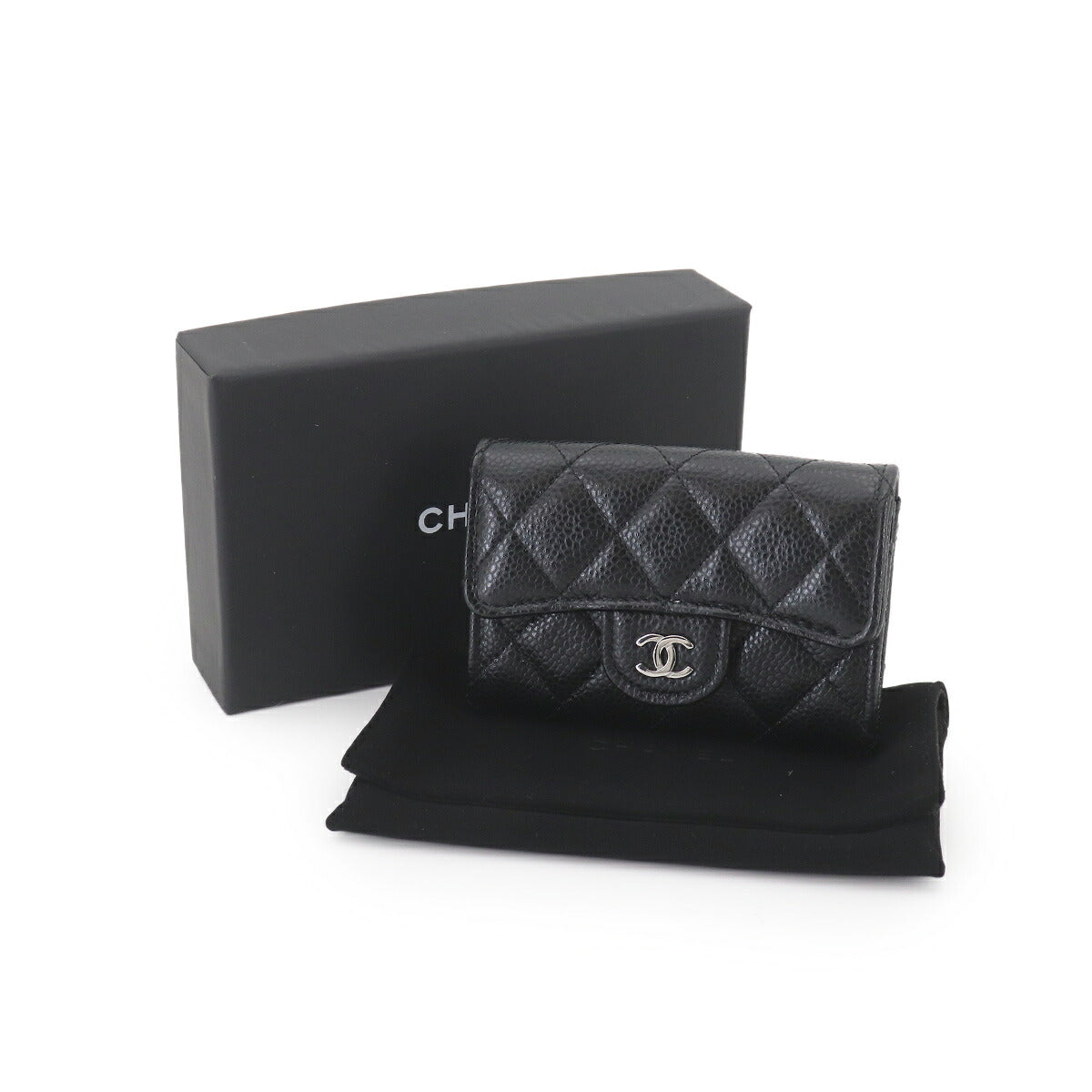 Matelasse Card Case Leather Black AP0214 Accessory