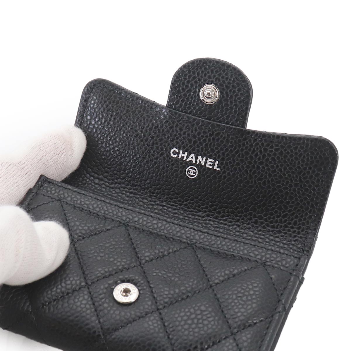 Matelasse Card Case Leather Black AP0214 Accessory
