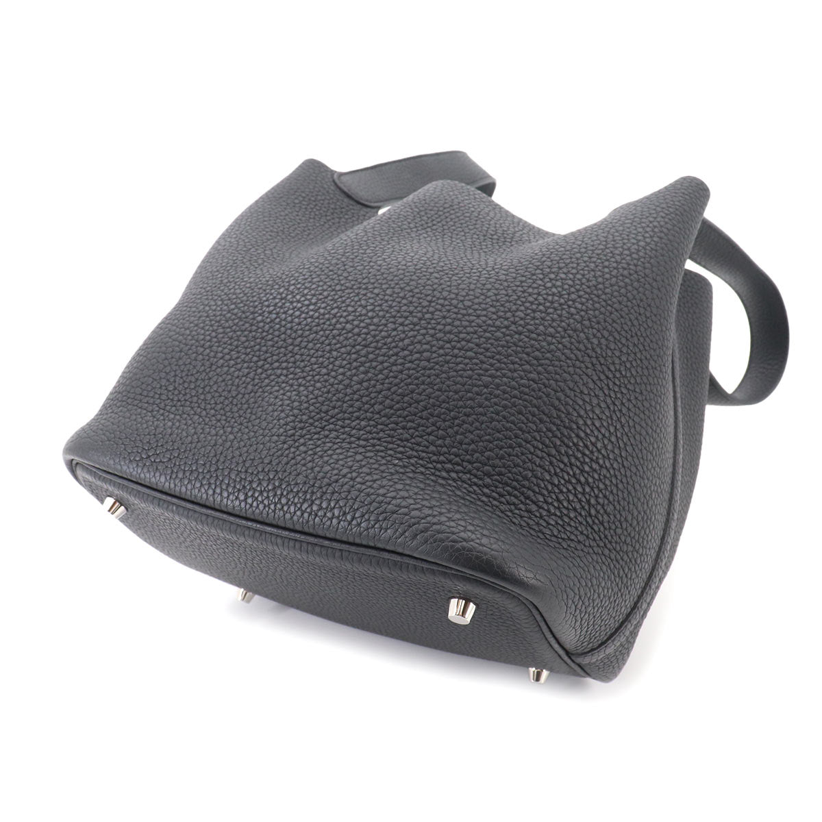 Picotin Lock MM Hand Bag Taurillon Clemence Black Purse