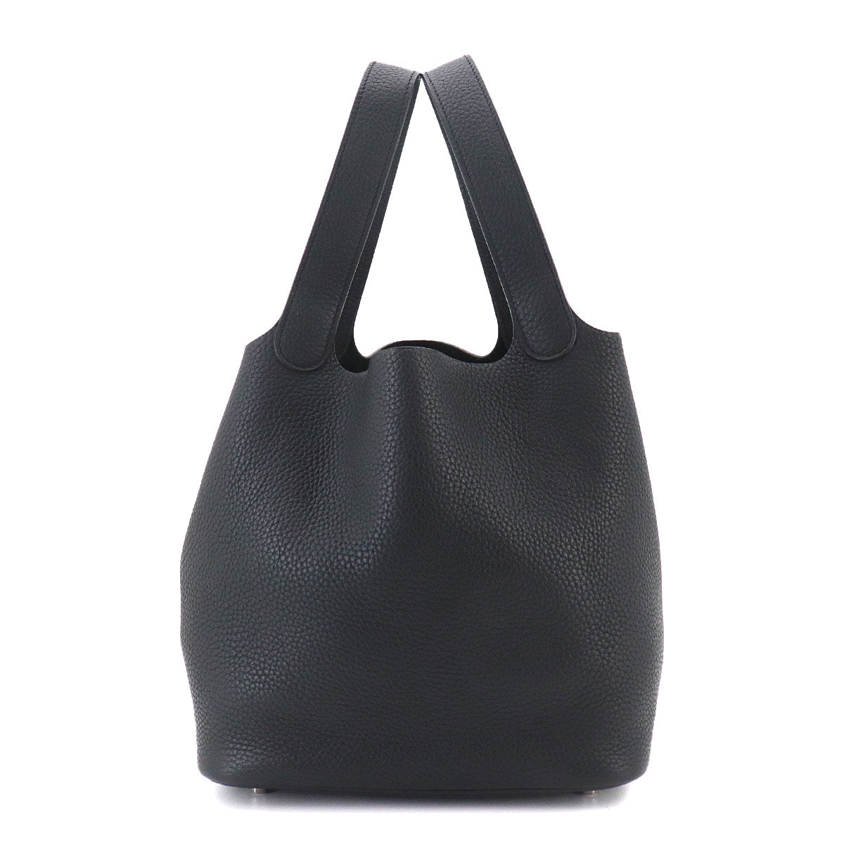 Picotin Lock MM Hand Bag Taurillon Clemence Black Purse