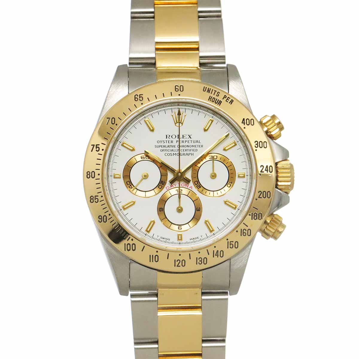 ROLEX Daytona 16523 Serial W 750 YG White Dial Mens Watch