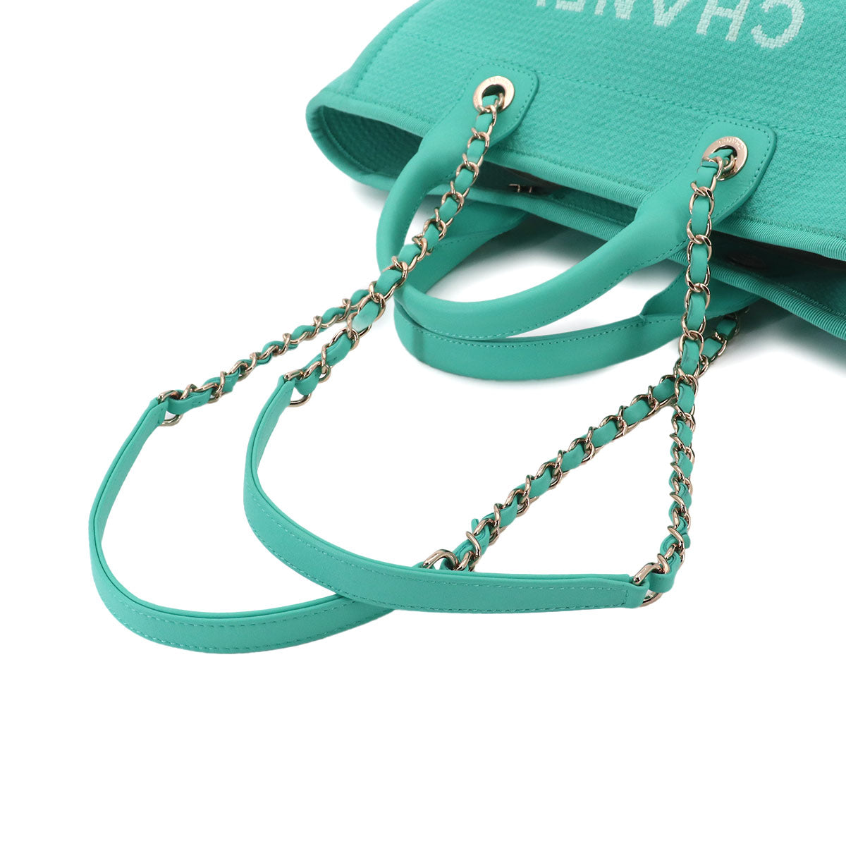 Deauville Small Shopping Tote Chain Shoulder Bag Blue AS3257