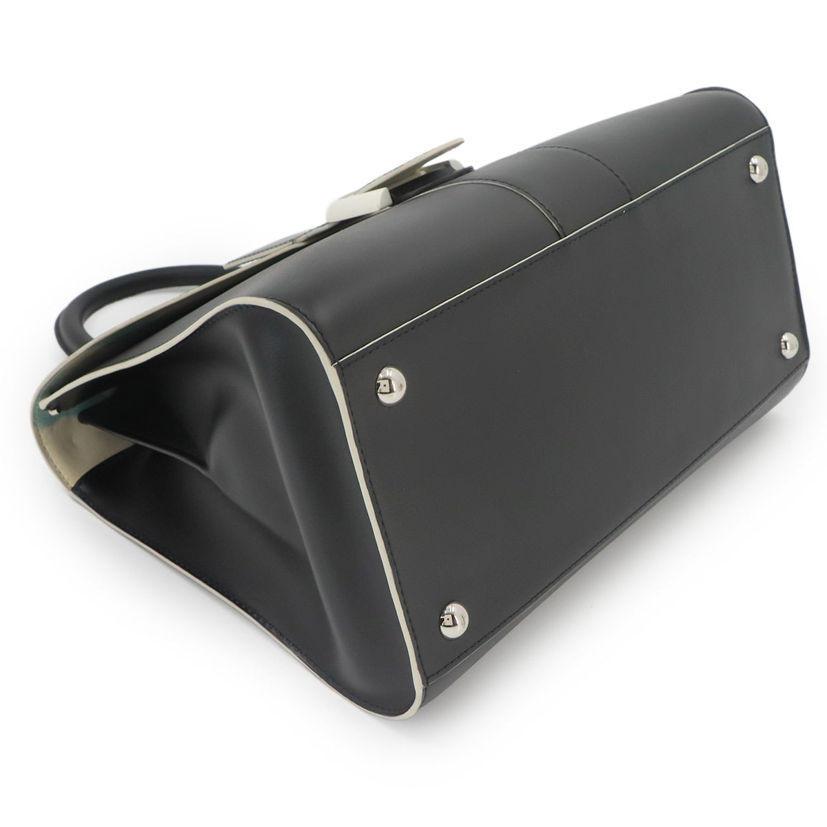 Brillant MM Hand Shoulder Bag Leather Black White Magritte