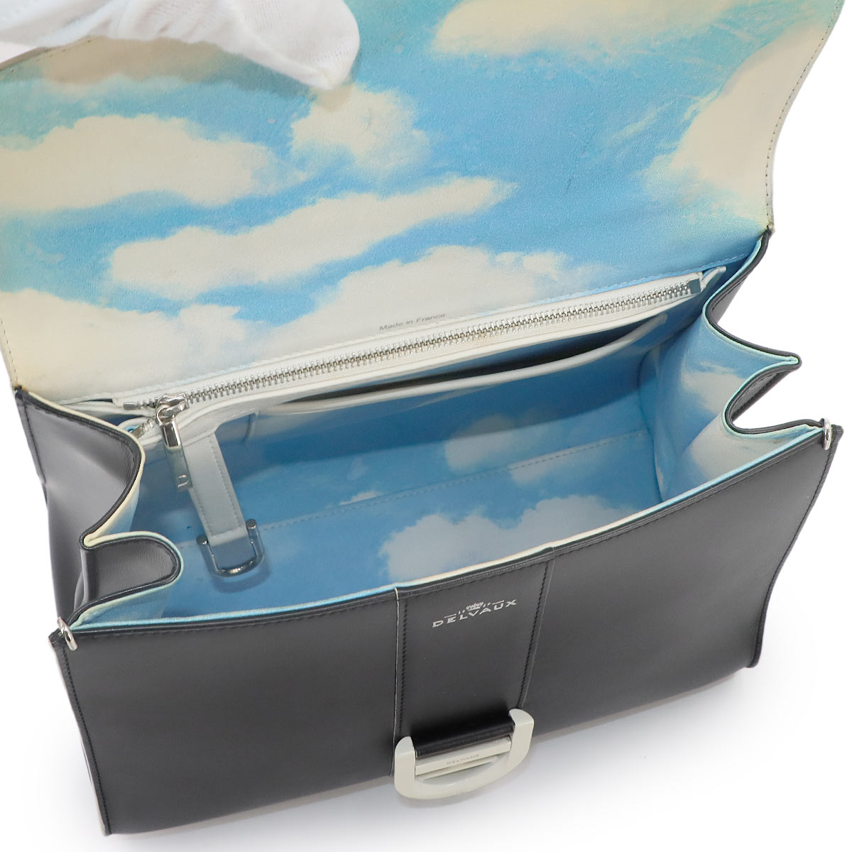 Brillant MM Hand Shoulder Bag Leather Black White Magritte