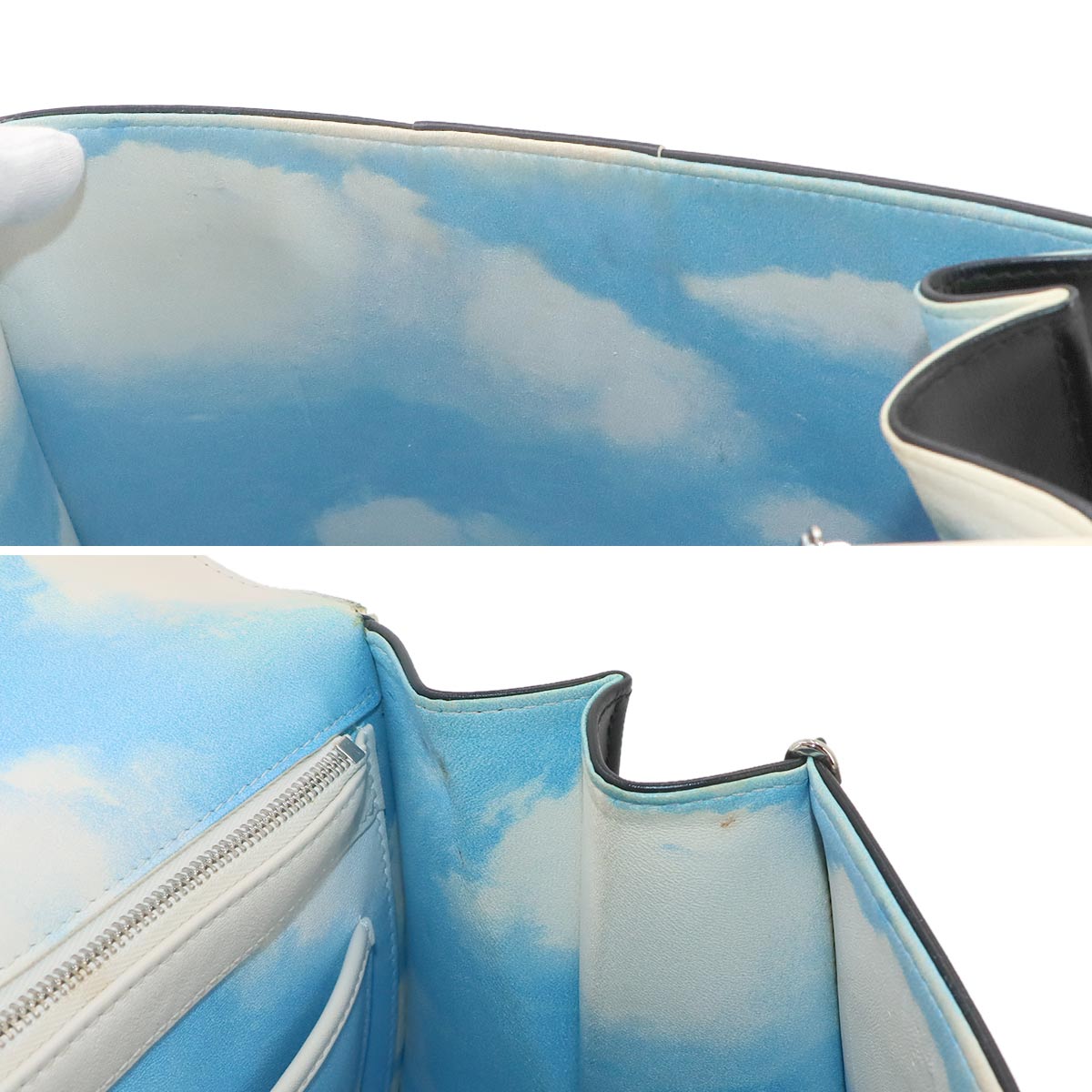 Brillant MM Hand Shoulder Bag Leather Black White Magritte
