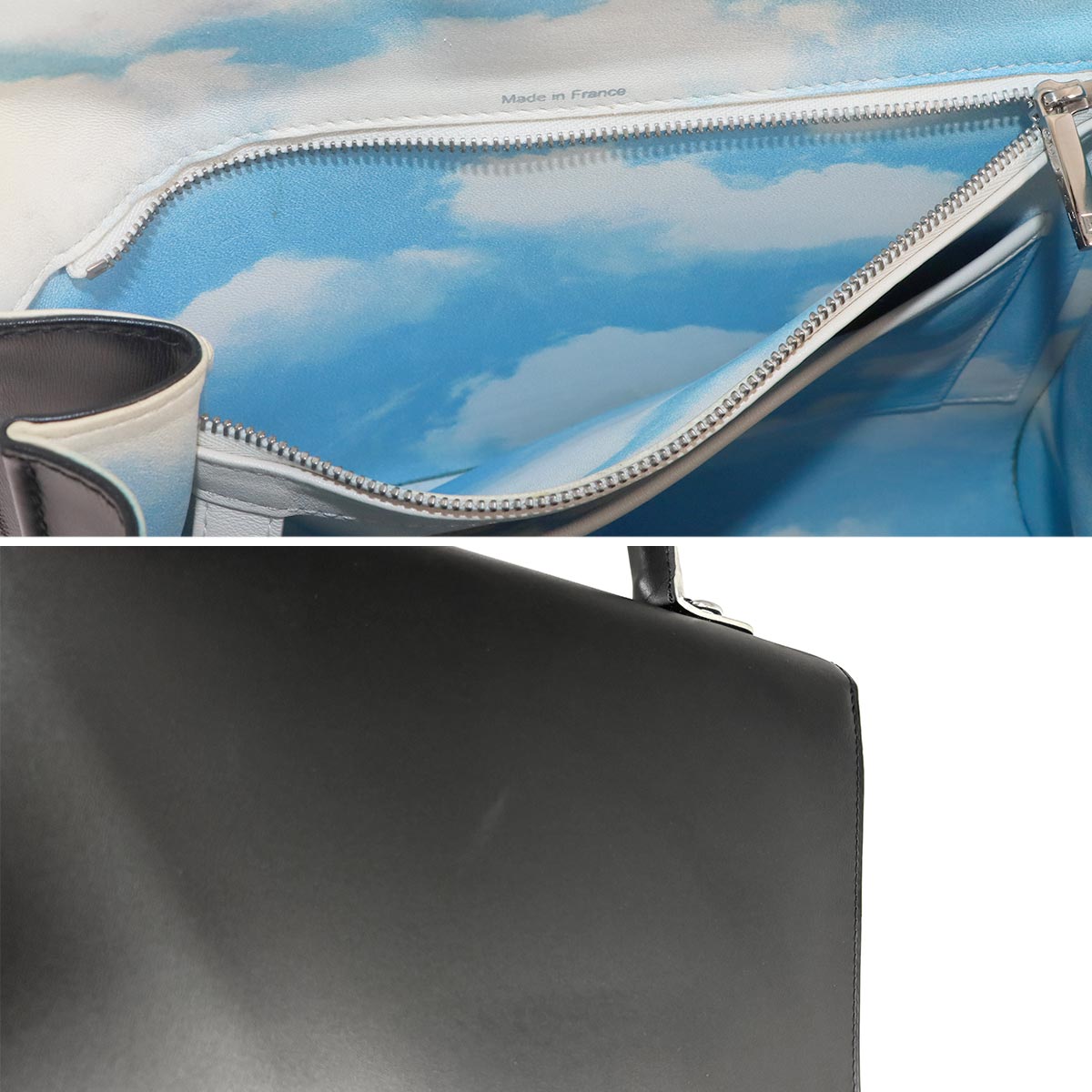 Brillant MM Hand Shoulder Bag Leather Black White Magritte