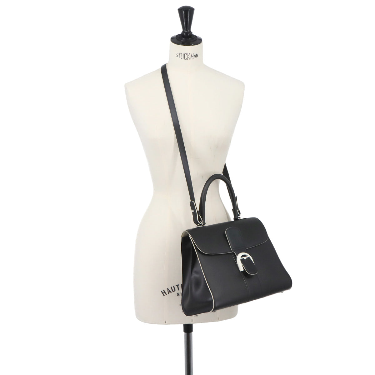 Brillant MM Hand Shoulder Bag Leather Black White Magritte