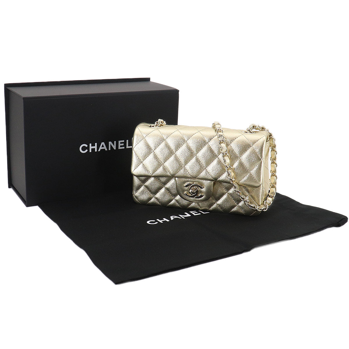 Mini Matelasse 20 Chain Shoulder Bag Leather Gold A69900 Purse