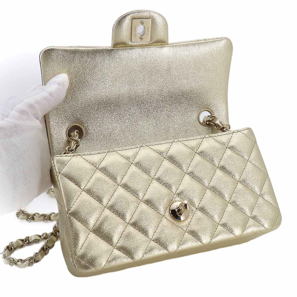 Mini Matelasse 20 Chain Shoulder Bag Leather Gold A69900 Purse