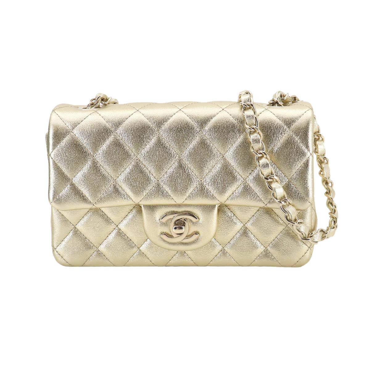 Mini Matelasse 20 Chain Shoulder Bag Leather Gold A69900 Purse