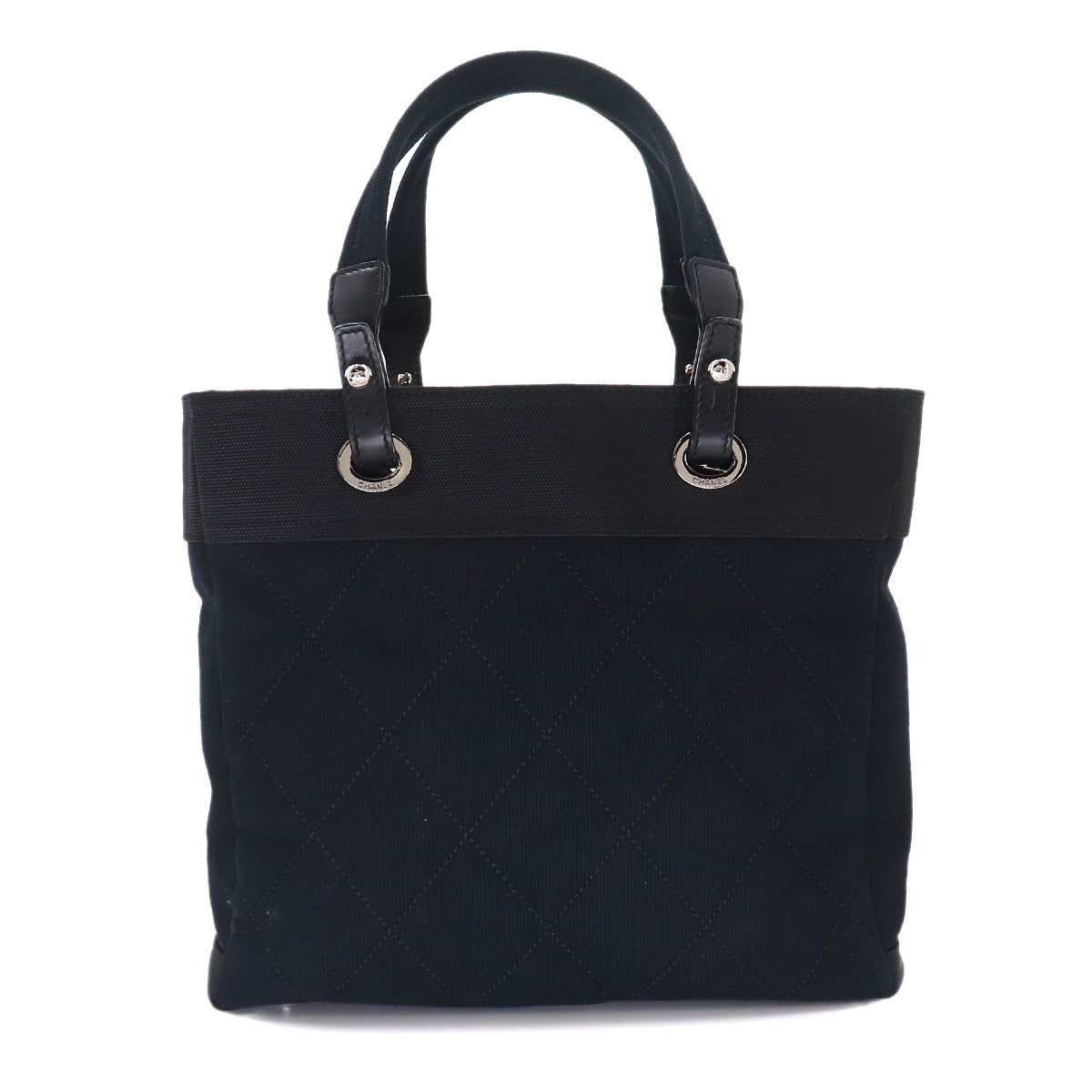 Paris Biarritz MM Tote Bag Canvas Nylon Leather Black A34209