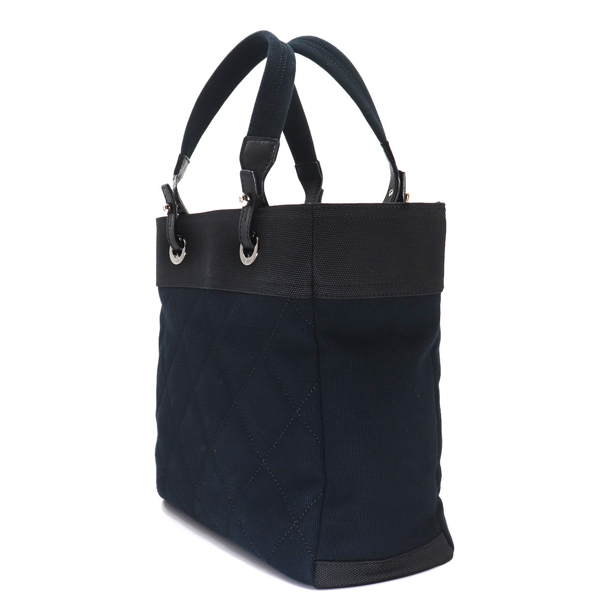 Paris Biarritz MM Tote Bag Canvas Nylon Leather Black A34209